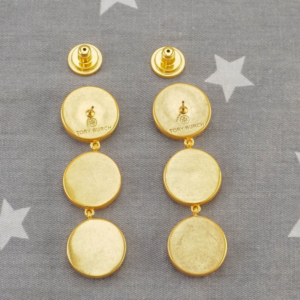 Tory Burch Triple Button Drop Statement Earrings - Semiprecious Blue Lapis - Picture 6 of 6